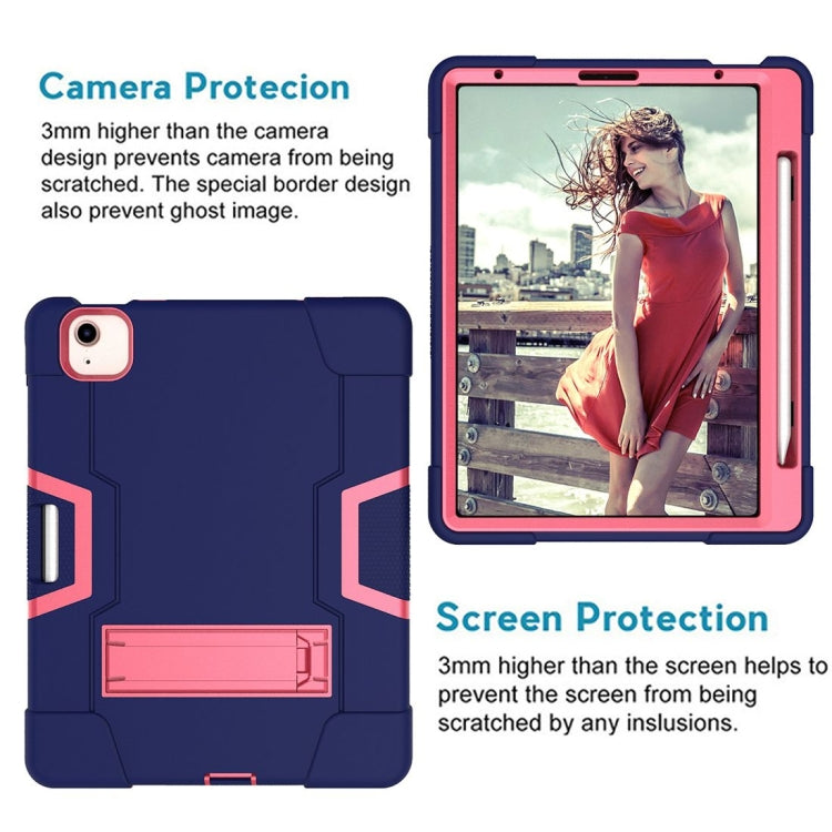 For iPad Air 2022 / 2020 10.9 Contrast Color Robot Shockproof Silicon + PC Protective Case with Holder & Pen Slot