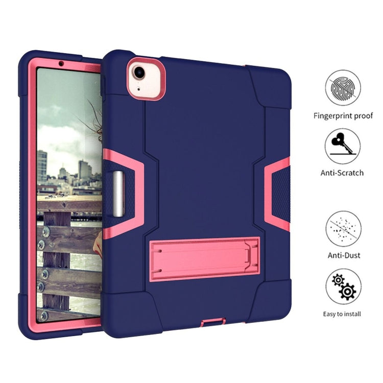 For iPad Air 2022 / 2020 10.9 Contrast Color Robot Shockproof Silicon + PC Protective Case with Holder & Pen Slot