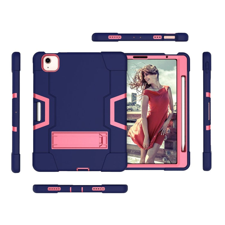 For iPad Air 2022 / 2020 10.9 Contrast Color Robot Shockproof Silicon + PC Protective Case with Holder & Pen Slot