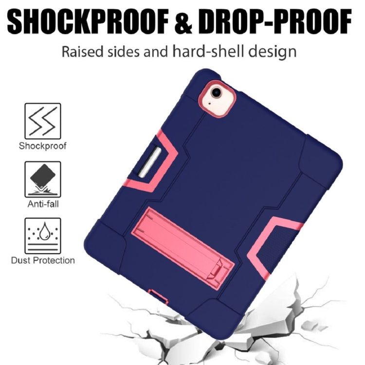 For iPad Air 2022 / 2020 10.9 Contrast Color Robot Shockproof Silicon + PC Protective Case with Holder & Pen Slot