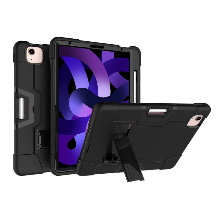 For iPad Air 2022 / 2020 10.9 Contrast Color Robot Shockproof Silicon + PC Protective Case with Holder & Pen Slot
