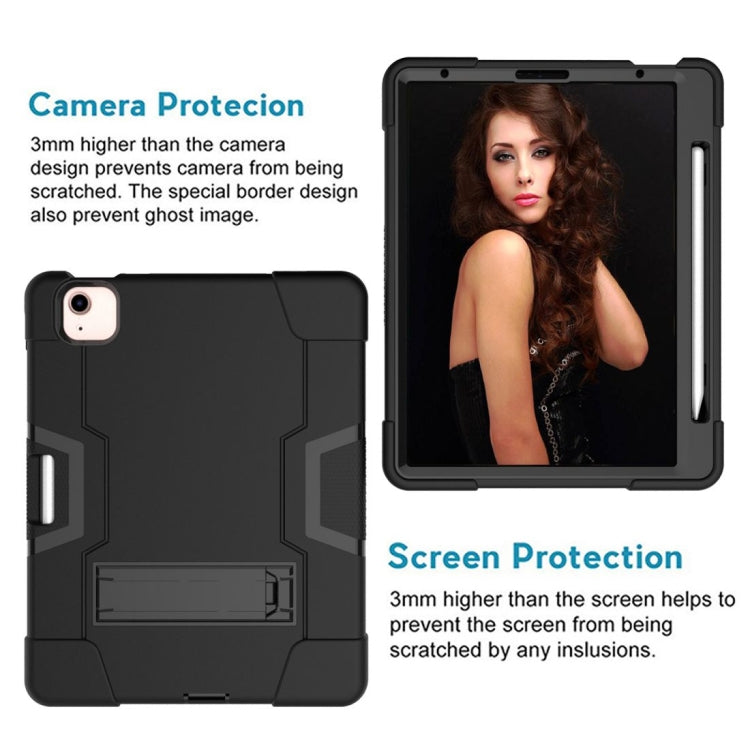 For iPad Air 2022 / 2020 10.9 Contrast Color Robot Shockproof Silicon + PC Protective Case with Holder & Pen Slot