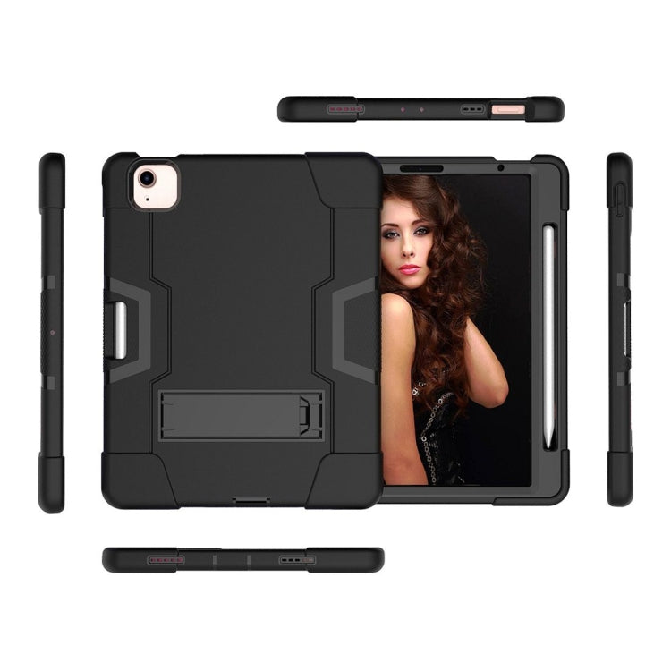 For iPad Air 2022 / 2020 10.9 Contrast Color Robot Shockproof Silicon + PC Protective Case with Holder & Pen Slot