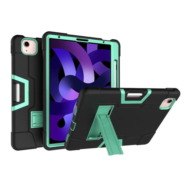 For iPad Air 2022 / 2020 10.9 Contrast Color Robot Shockproof Silicon + PC Protective Case with Holder & Pen Slot