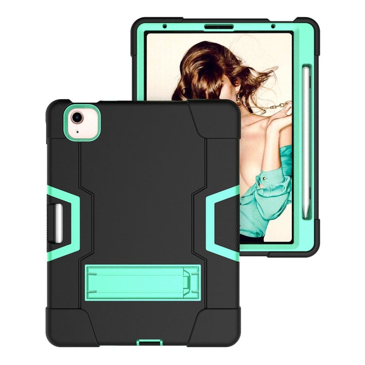 For iPad Air 2022 / 2020 10.9 Contrast Color Robot Shockproof Silicon + PC Protective Case with Holder & Pen Slot