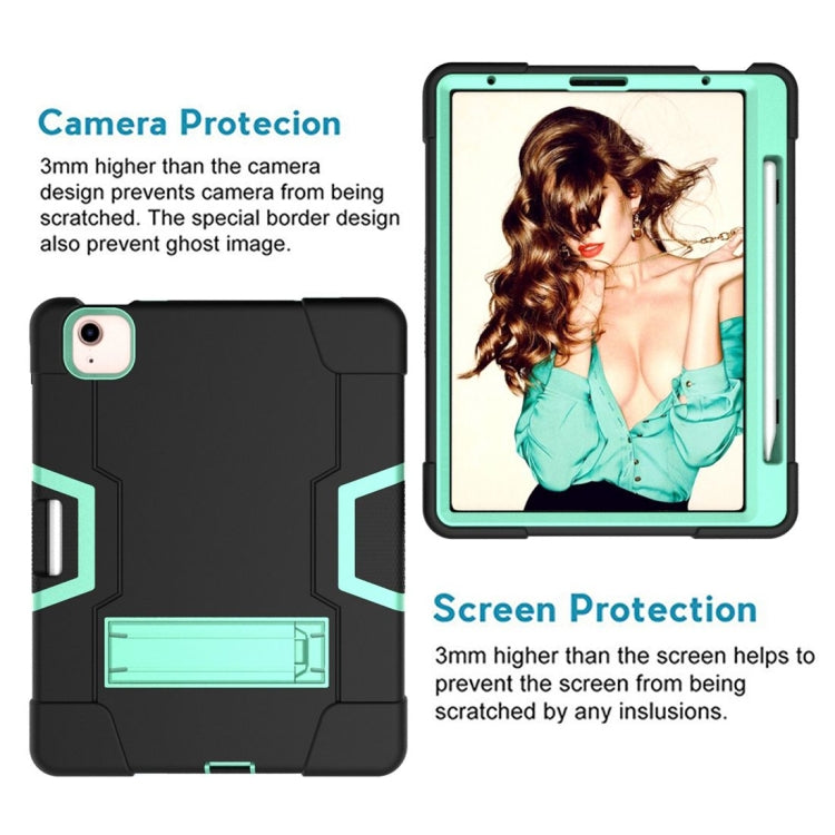 For iPad Air 2022 / 2020 10.9 Contrast Color Robot Shockproof Silicon + PC Protective Case with Holder & Pen Slot