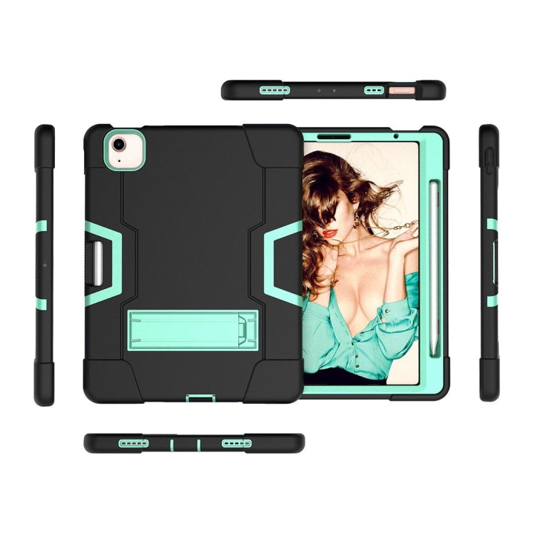 For iPad Air 2022 / 2020 10.9 Contrast Color Robot Shockproof Silicon + PC Protective Case with Holder & Pen Slot