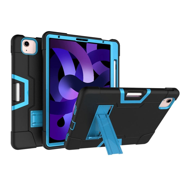 For iPad Air 2022 / 2020 10.9 Contrast Color Robot Shockproof Silicon + PC Protective Case with Holder & Pen Slot