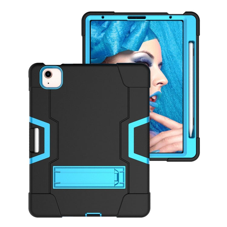 For iPad Air 2022 / 2020 10.9 Contrast Color Robot Shockproof Silicon + PC Protective Case with Holder & Pen Slot