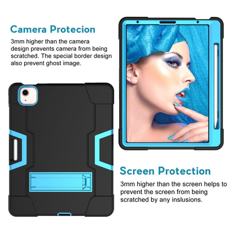For iPad Air 2022 / 2020 10.9 Contrast Color Robot Shockproof Silicon + PC Protective Case with Holder & Pen Slot