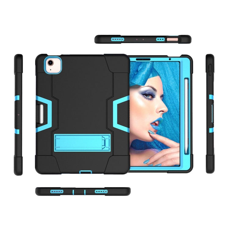 For iPad Air 2022 / 2020 10.9 Contrast Color Robot Shockproof Silicon + PC Protective Case with Holder & Pen Slot