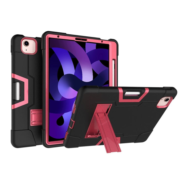 For iPad Air 2022 / 2020 10.9 Contrast Color Robot Shockproof Silicon + PC Protective Case with Holder & Pen Slot