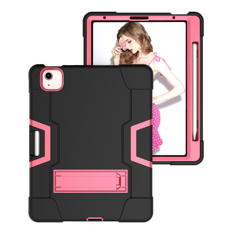 For iPad Air 2022 / 2020 10.9 Contrast Color Robot Shockproof Silicon + PC Protective Case with Holder & Pen Slot