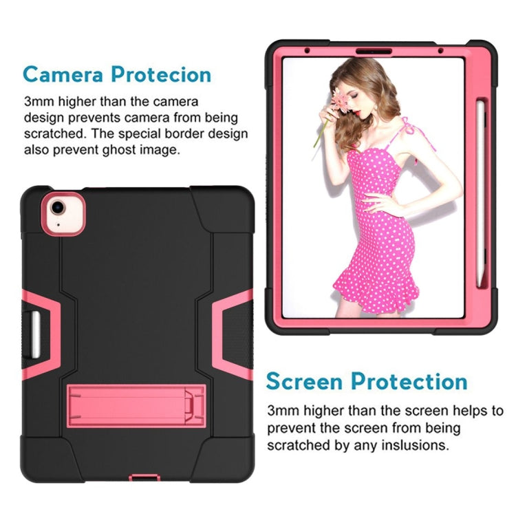For iPad Air 2022 / 2020 10.9 Contrast Color Robot Shockproof Silicon + PC Protective Case with Holder & Pen Slot