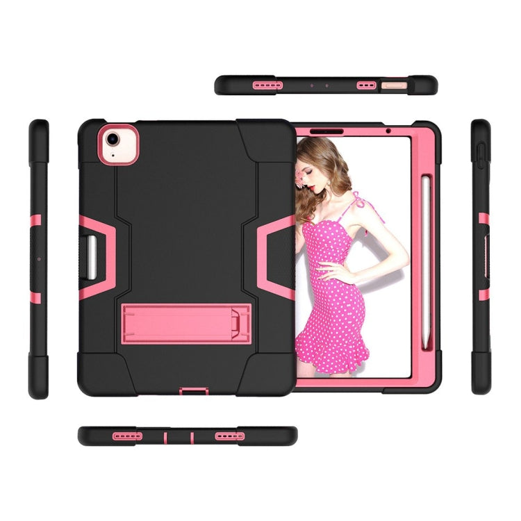 For iPad Air 2022 / 2020 10.9 Contrast Color Robot Shockproof Silicon + PC Protective Case with Holder & Pen Slot