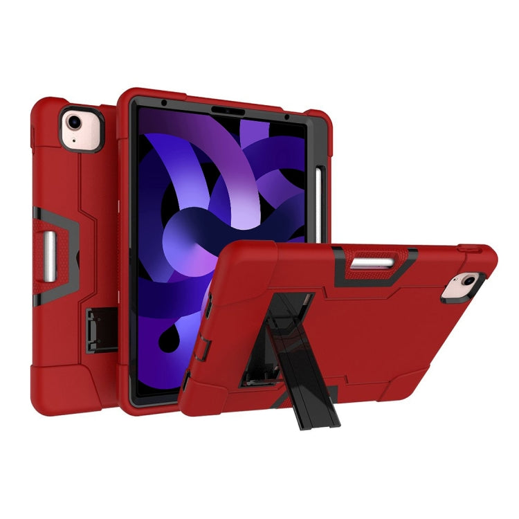 For iPad Air 2022 / 2020 10.9 Contrast Color Robot Shockproof Silicon + PC Protective Case with Holder & Pen Slot