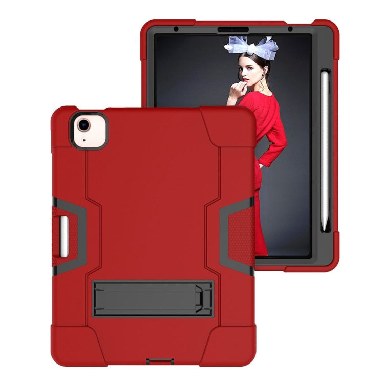 For iPad Air 2022 / 2020 10.9 Contrast Color Robot Shockproof Silicon + PC Protective Case with Holder & Pen Slot