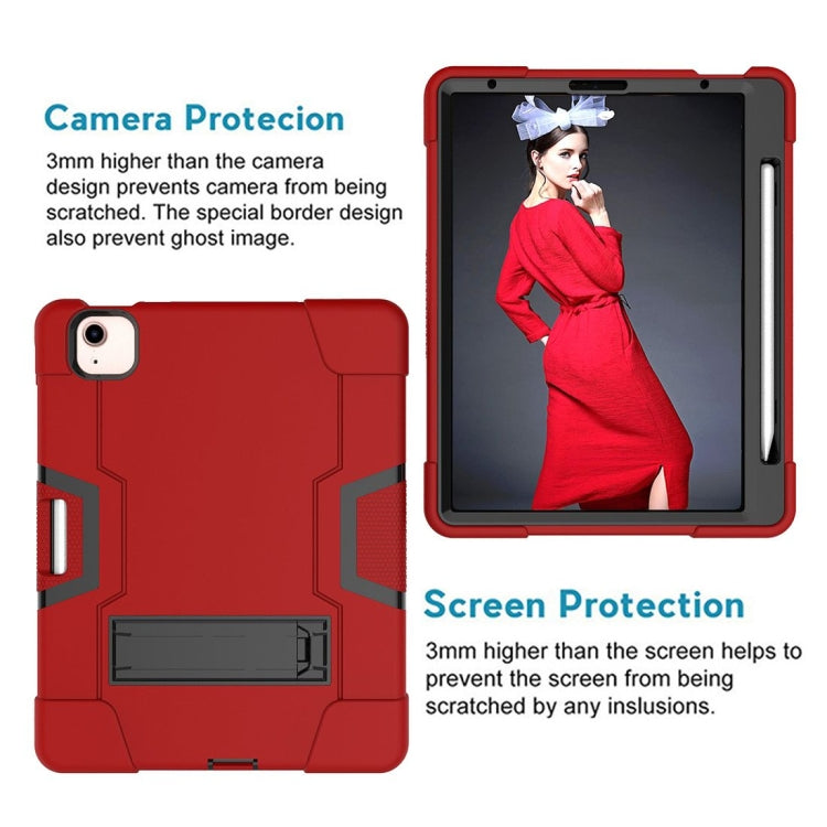 For iPad Air 2022 / 2020 10.9 Contrast Color Robot Shockproof Silicon + PC Protective Case with Holder & Pen Slot