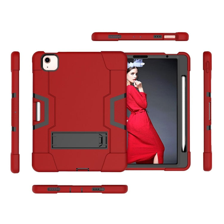 For iPad Air 2022 / 2020 10.9 Contrast Color Robot Shockproof Silicon + PC Protective Case with Holder & Pen Slot