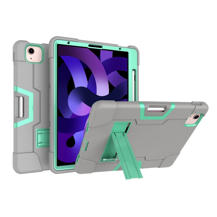For iPad Air 2022 / 2020 10.9 Contrast Color Robot Shockproof Silicon + PC Protective Case with Holder & Pen Slot