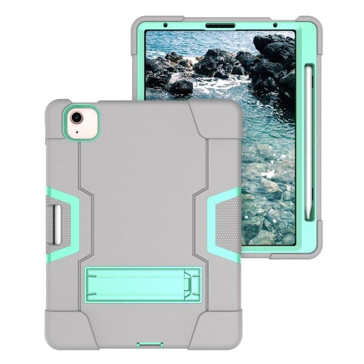 For iPad Air 2022 / 2020 10.9 Contrast Color Robot Shockproof Silicon + PC Protective Case with Holder & Pen Slot
