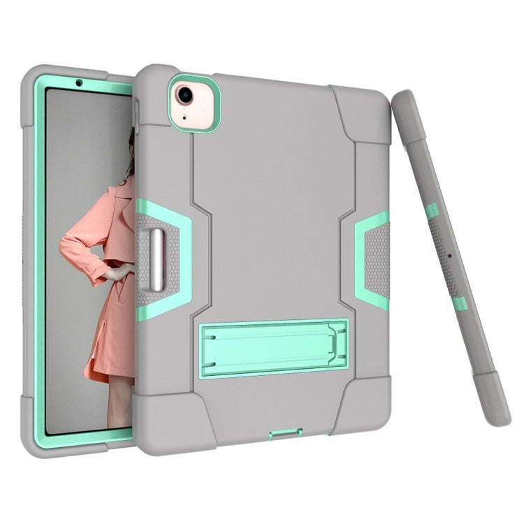 For iPad Air 2022 / 2020 10.9 Contrast Color Robot Shockproof Silicon + PC Protective Case with Holder & Pen Slot
