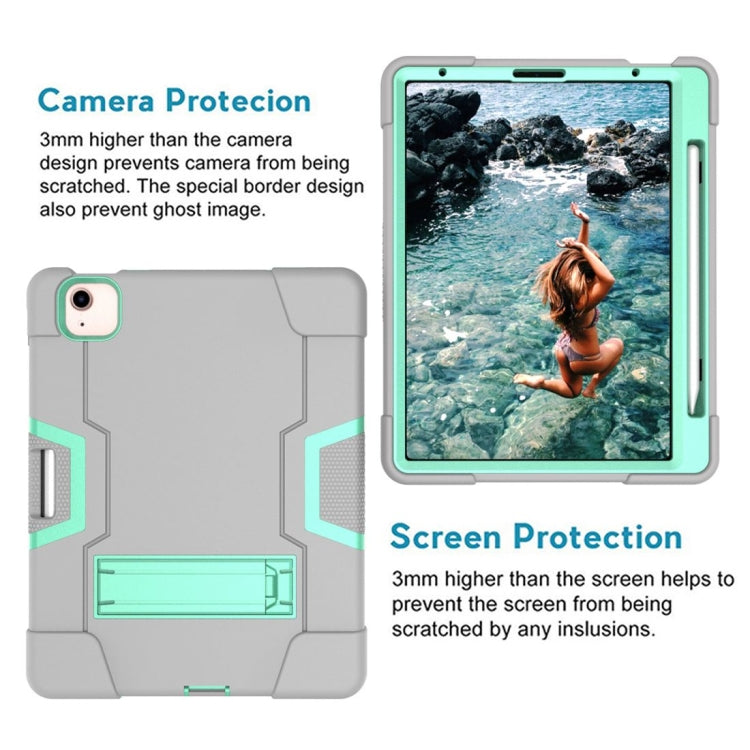 For iPad Air 2022 / 2020 10.9 Contrast Color Robot Shockproof Silicon + PC Protective Case with Holder & Pen Slot