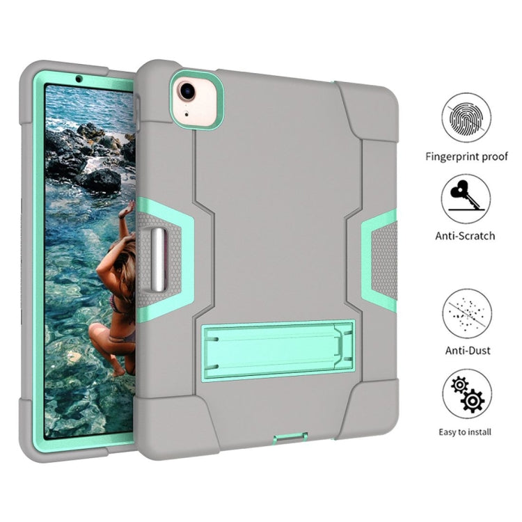For iPad Air 2022 / 2020 10.9 Contrast Color Robot Shockproof Silicon + PC Protective Case with Holder & Pen Slot