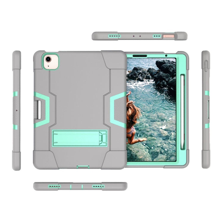 For iPad Air 2022 / 2020 10.9 Contrast Color Robot Shockproof Silicon + PC Protective Case with Holder & Pen Slot