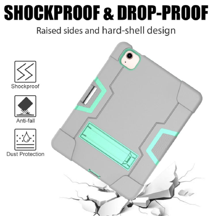 For iPad Air 2022 / 2020 10.9 Contrast Color Robot Shockproof Silicon + PC Protective Case with Holder & Pen Slot