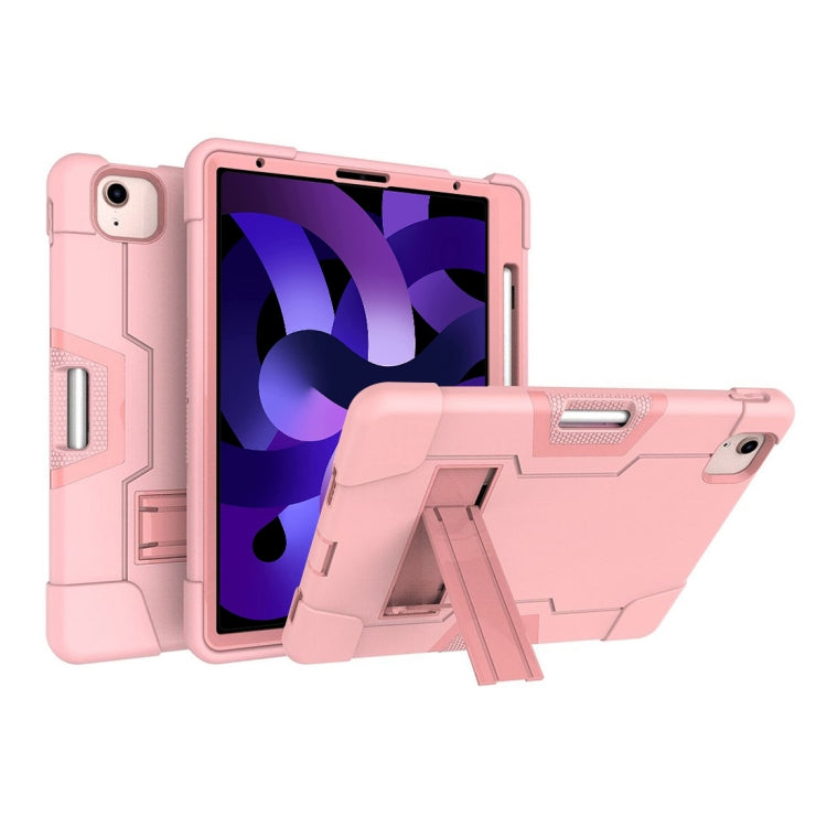 For iPad Air 2022 / 2020 10.9 Contrast Color Robot Shockproof Silicon + PC Protective Case with Holder & Pen Slot