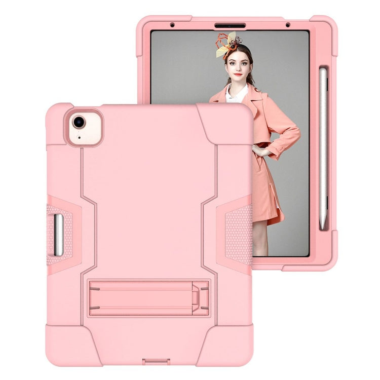 For iPad Air 2022 / 2020 10.9 Contrast Color Robot Shockproof Silicon + PC Protective Case with Holder & Pen Slot