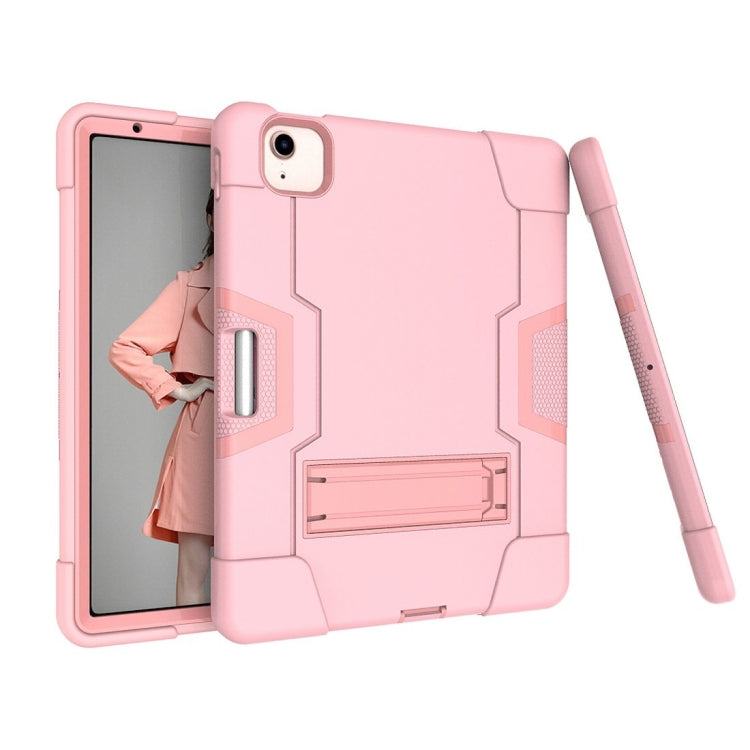 For iPad Air 2022 / 2020 10.9 Contrast Color Robot Shockproof Silicon + PC Protective Case with Holder & Pen Slot