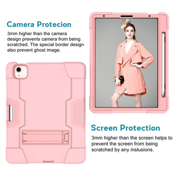 For iPad Air 2022 / 2020 10.9 Contrast Color Robot Shockproof Silicon + PC Protective Case with Holder & Pen Slot