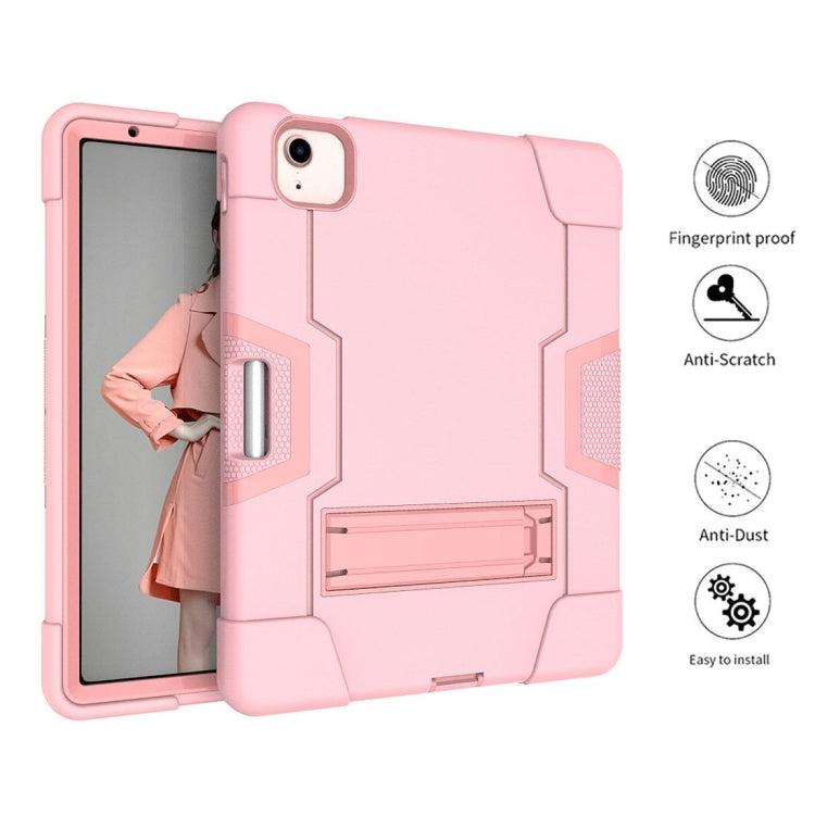 For iPad Air 2022 / 2020 10.9 Contrast Color Robot Shockproof Silicon + PC Protective Case with Holder & Pen Slot