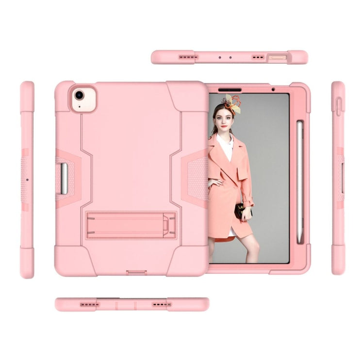 For iPad Air 2022 / 2020 10.9 Contrast Color Robot Shockproof Silicon + PC Protective Case with Holder & Pen Slot