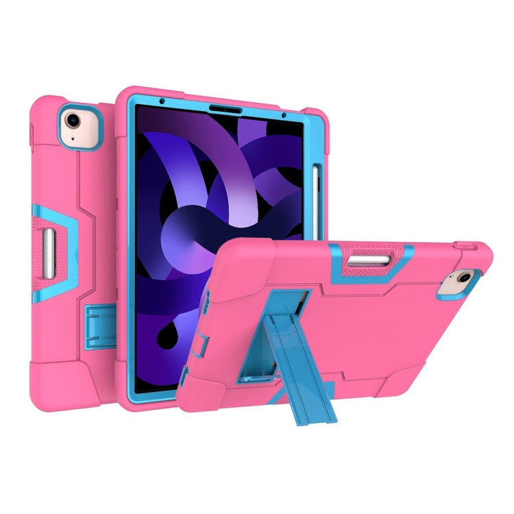 For iPad Air 2022 / 2020 10.9 Contrast Color Robot Shockproof Silicon + PC Protective Case with Holder & Pen Slot