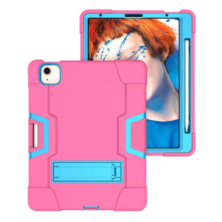 For iPad Air 2022 / 2020 10.9 Contrast Color Robot Shockproof Silicon + PC Protective Case with Holder & Pen Slot