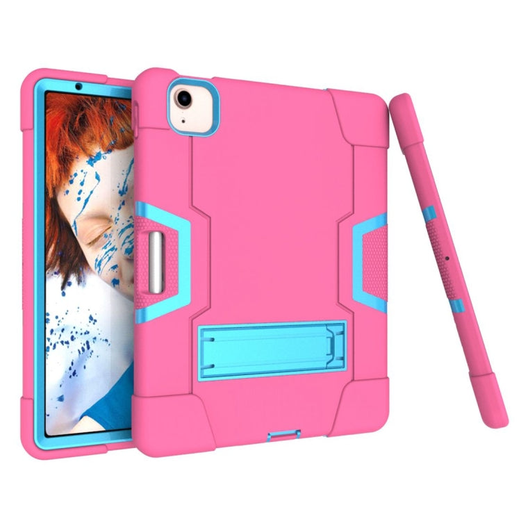 For iPad Air 2022 / 2020 10.9 Contrast Color Robot Shockproof Silicon + PC Protective Case with Holder & Pen Slot