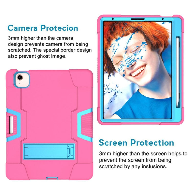 For iPad Air 2022 / 2020 10.9 Contrast Color Robot Shockproof Silicon + PC Protective Case with Holder & Pen Slot