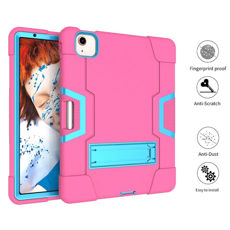 For iPad Air 2022 / 2020 10.9 Contrast Color Robot Shockproof Silicon + PC Protective Case with Holder & Pen Slot