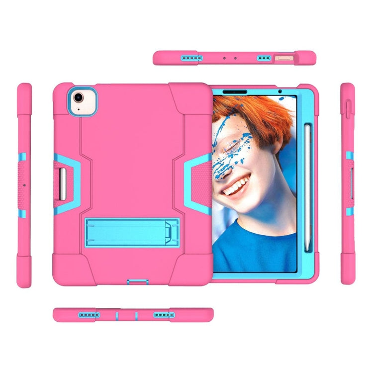 For iPad Air 2022 / 2020 10.9 Contrast Color Robot Shockproof Silicon + PC Protective Case with Holder & Pen Slot