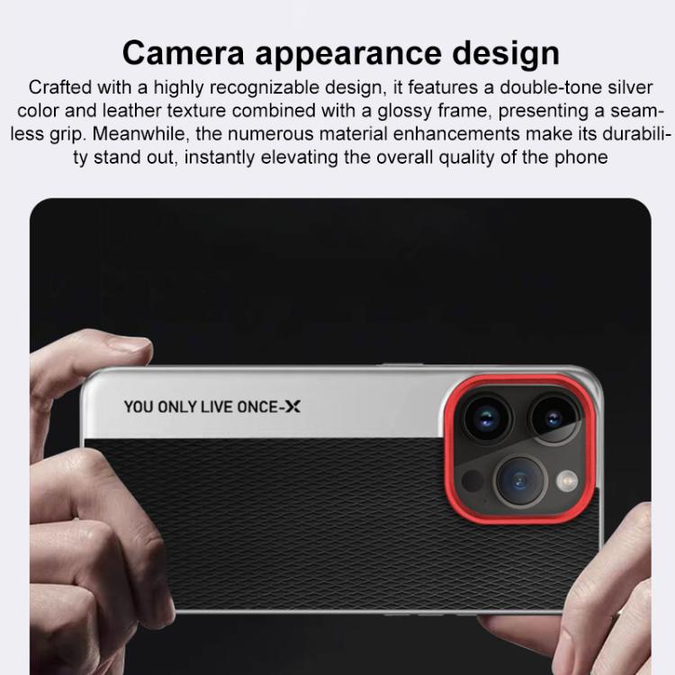 For iPhone 16 Camera Design Diamond Texture Leather PC Phone Case