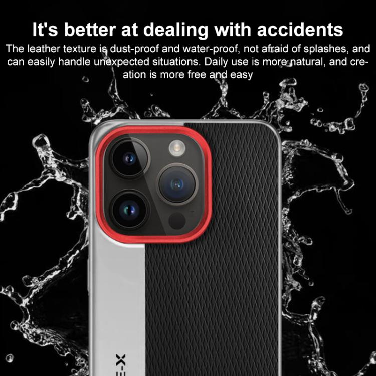 For iPhone 14 Camera Design Diamond Texture Leather PC Phone Case