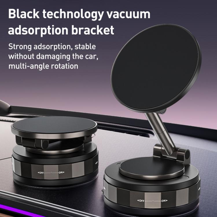 CC-T30-2F Vacuum Adsorption Alloy Magnetic Car Phone Holder - Black