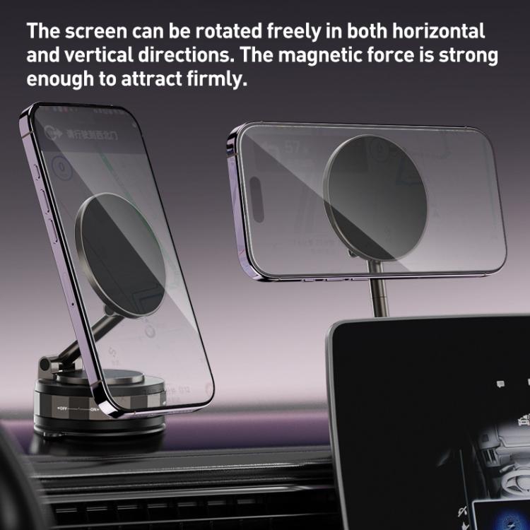 CC-T30-2F Vacuum Adsorption Alloy Magnetic Car Phone Holder - Black
