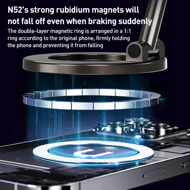 CC-T30-2F Vacuum Adsorption Alloy Magnetic Car Phone Holder - Black