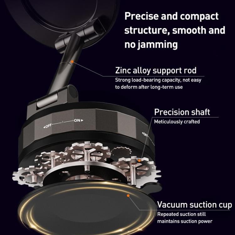 CC-T30-2F Vacuum Adsorption Alloy Magnetic Car Phone Holder - Black