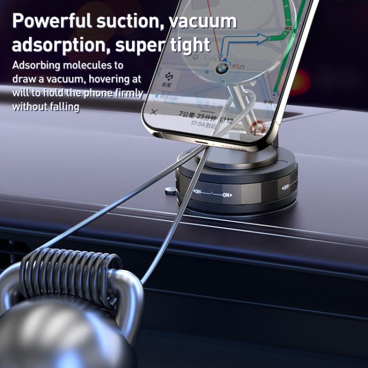 CC-T30-2F Vacuum Adsorption Alloy Magnetic Car Phone Holder - Black