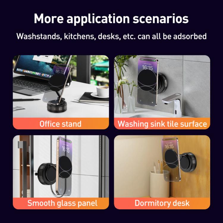 CC-T30-2F Vacuum Adsorption Alloy Magnetic Car Phone Holder - Black